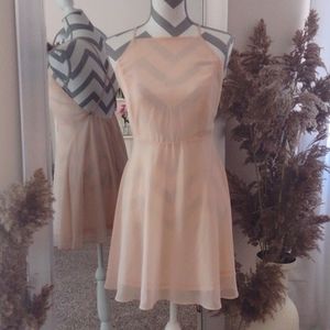 Lulu's semi sheer light pink/cream mini dress